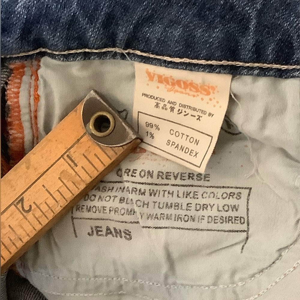 VIGOSS straight leg Distressed Pink Label Jeans Sz 3/4 Great Wash - Picture 9 of 9